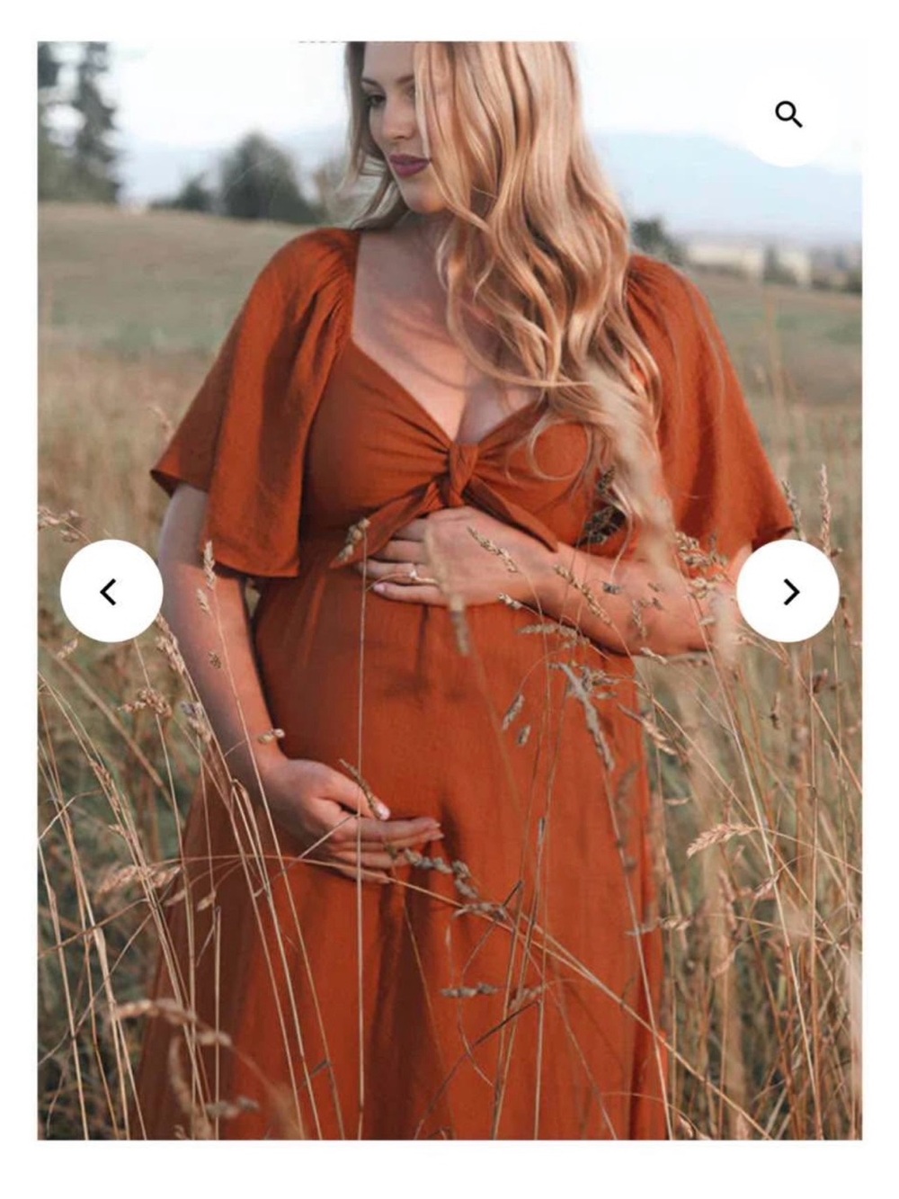 Tie-Front Flutter Sleeve Maternity Maxi Dress in Rust